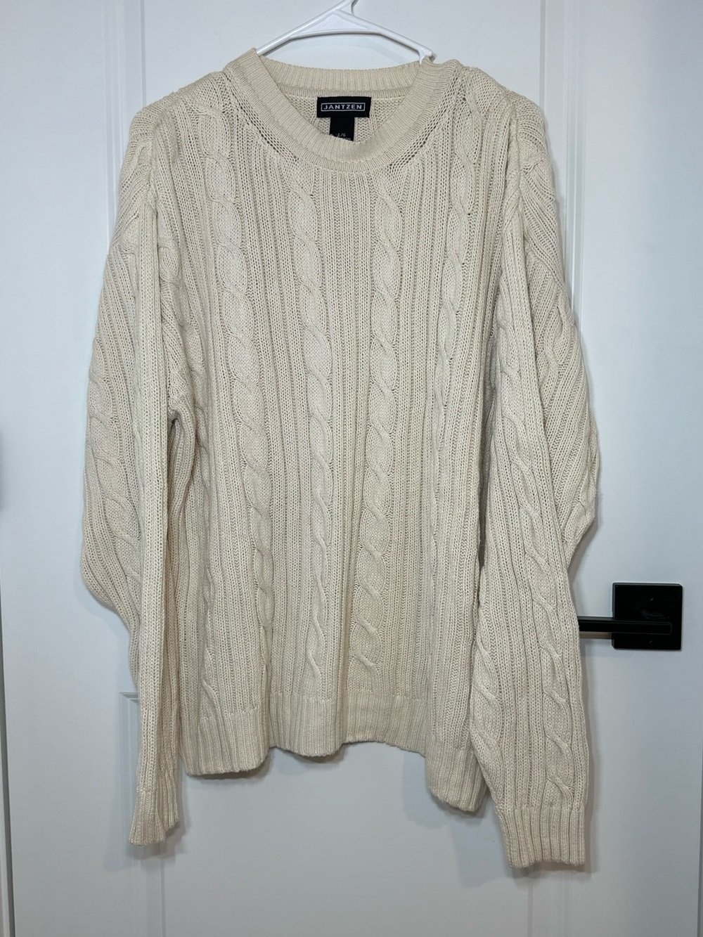 Jantzen Cream Cable Knit Crewneck Sweater